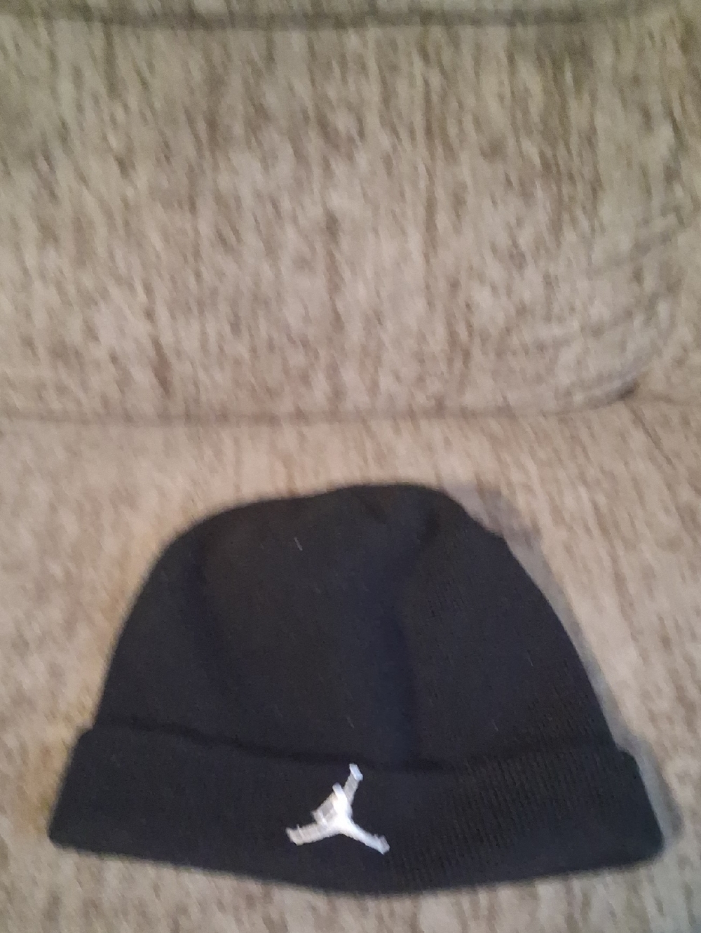 Jordan Black Beanie with White Jumpman Emblem